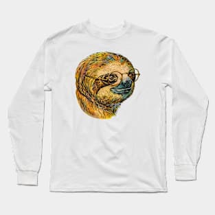 Wise & Chill: The Sloth Scholar! Long Sleeve T-Shirt